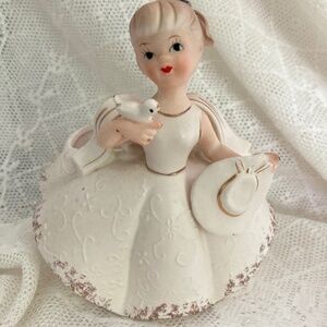 1950s Charming Vase, Girl in White Dress Vase, Rubens Planter/Vase, Bridal Vase